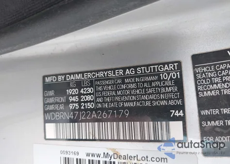 2002 Mercedes-Benz C 230 z USA, uszkodzony, nr VIN WDBRN47J22A267179